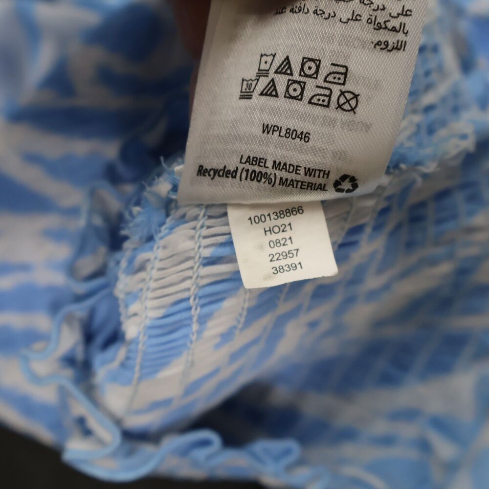 Bar III Women’s XXS Blue White Zebra Print Off Shoulder Smocked Crop Top - Picture 7 of 11
